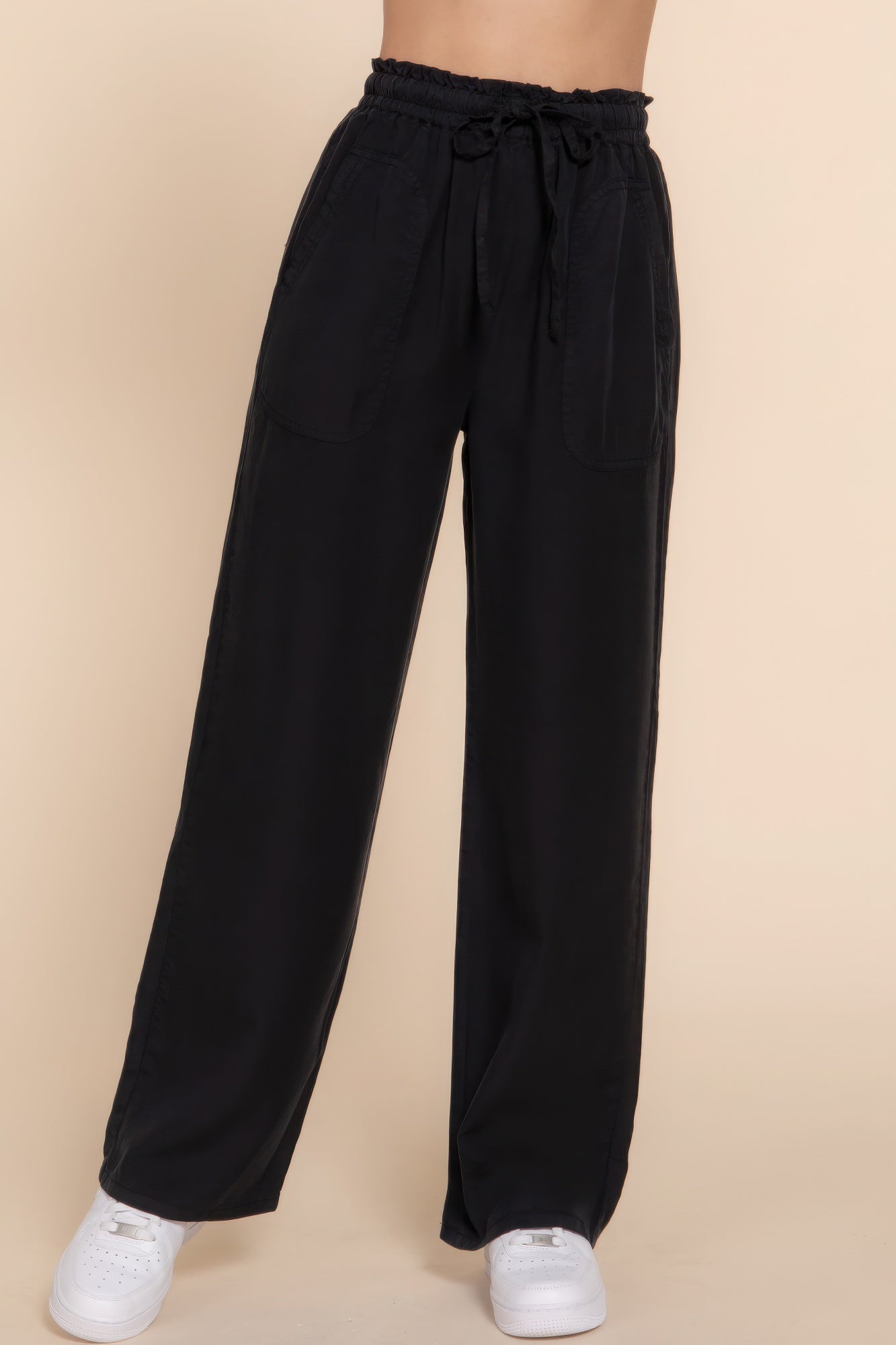 

Длинные брюки FASHNZFAB Tencel с эластичной талией, черный
