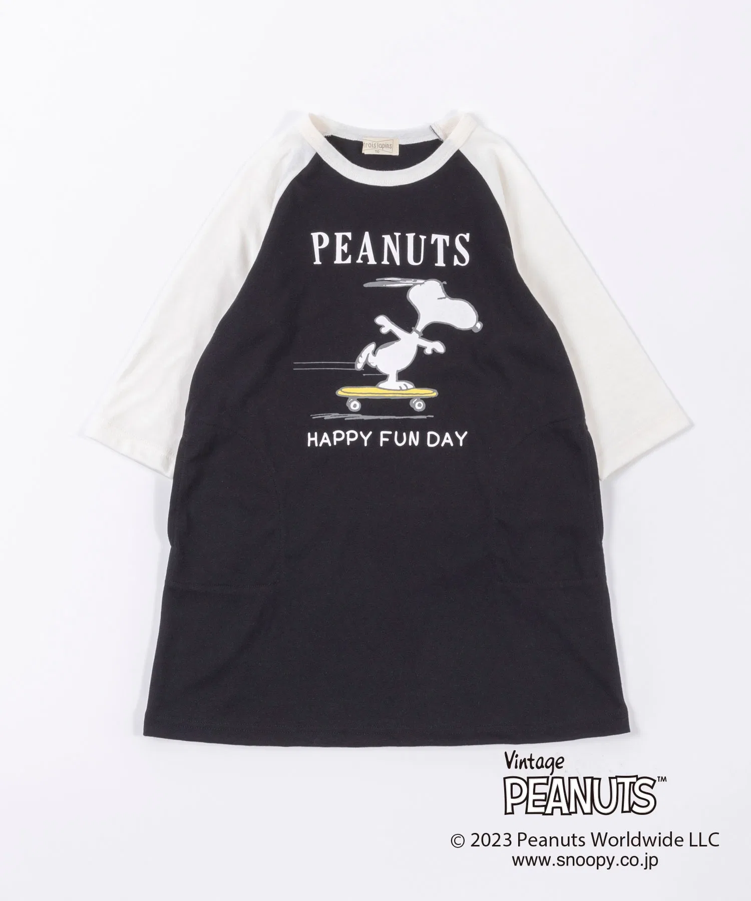 Детское платье PEANUTS с рукавами в стиле колорблок чёрное