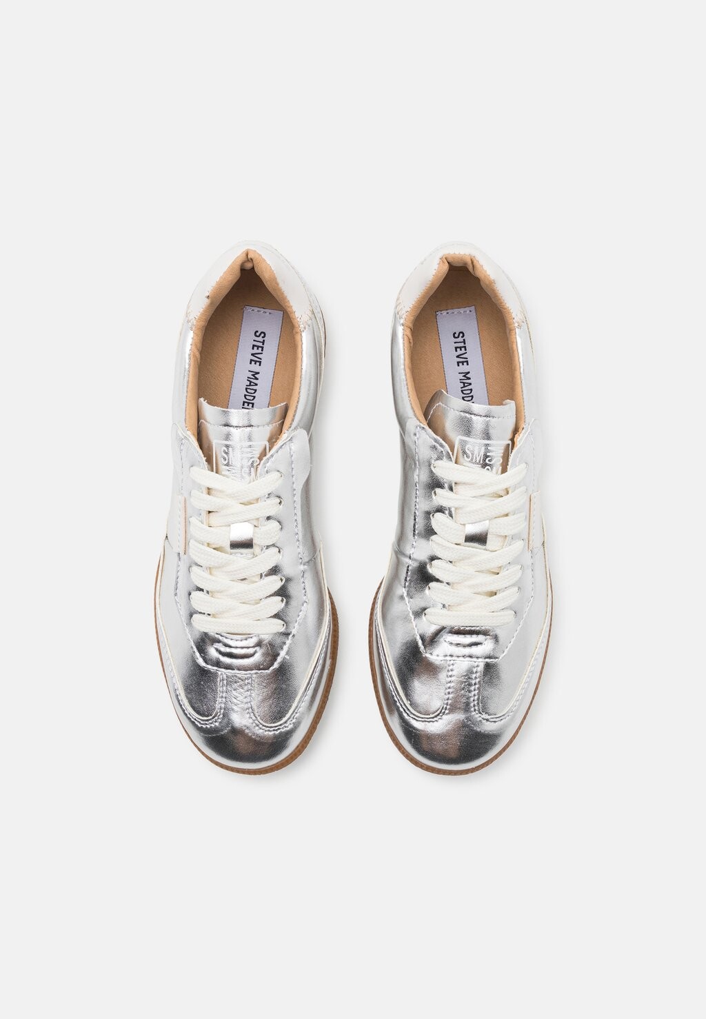 Кроссовки на шнуровке EMPORIA Steve Madden, серебристого цвета — фото 4