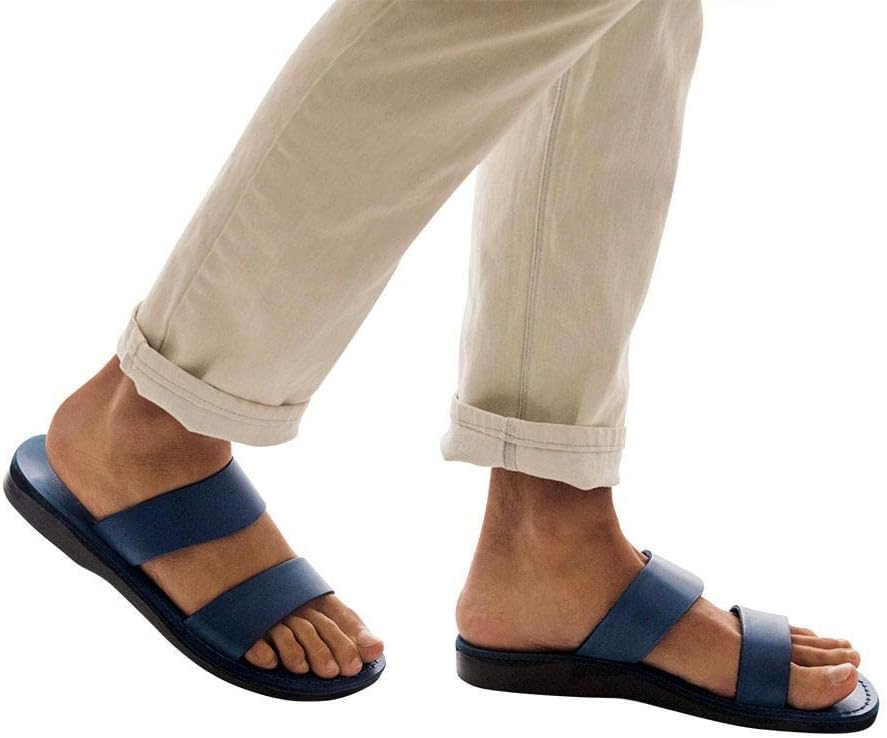 Кожаные мужские сандалии с двойным ремешком Aviv Jerusalem Sandals, синий — фото 2
