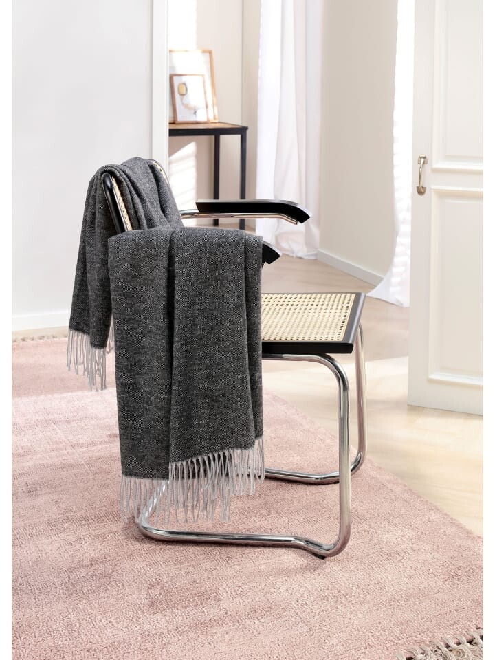 

Одеяло biederlack Wohn Fransenplaid, цвет anthracite