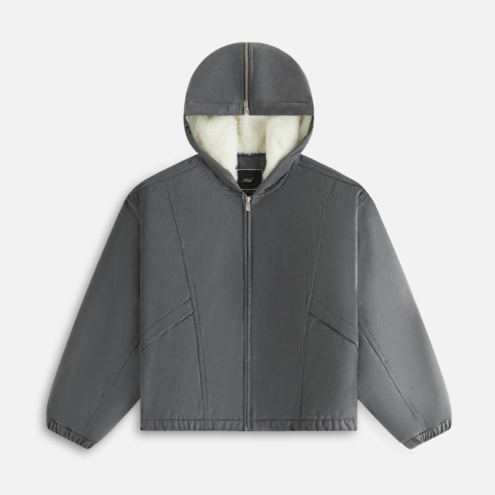 

Куртка Kith Women Nylas Microsuede Zip Hooded Bomber, цвет Asteroid