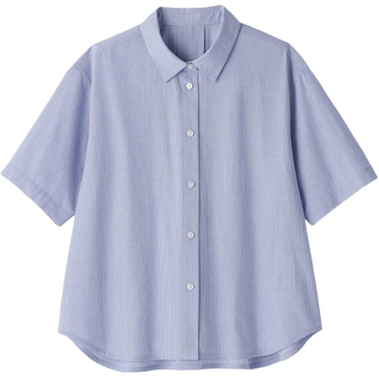 

Рубашка женская Lapel Moderate MUJI, saxony синий stripes