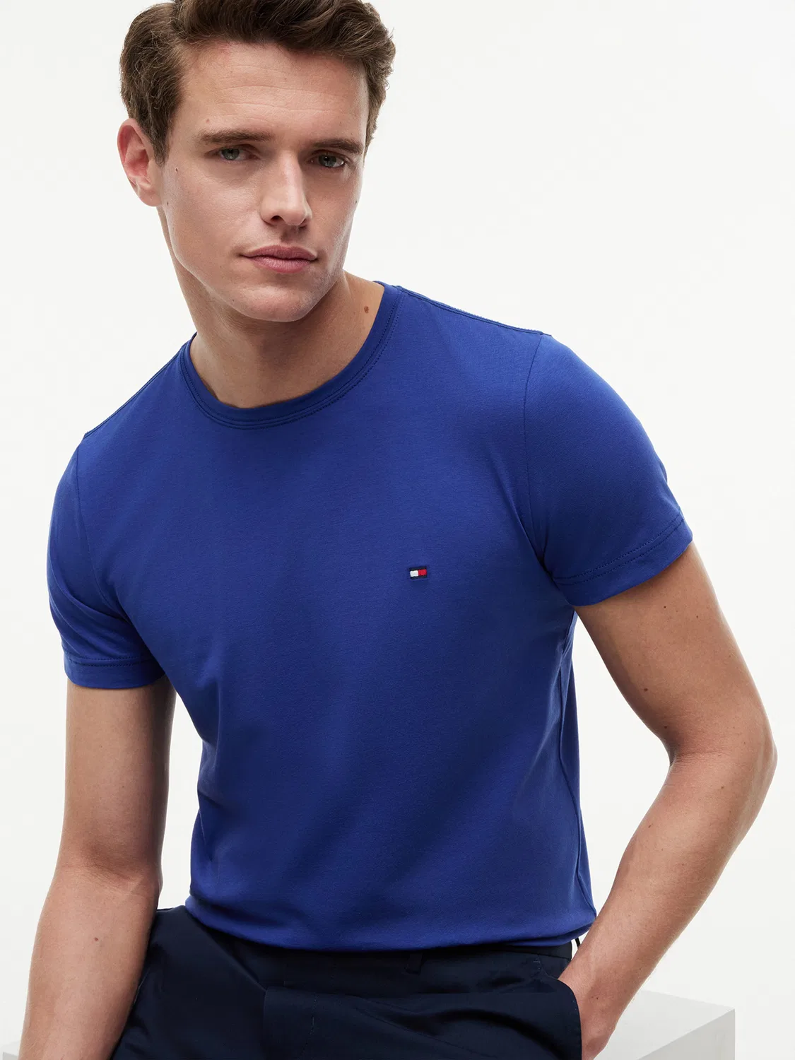 Slim fit Футболка Tommy Hilfiger, Navy — фото 3