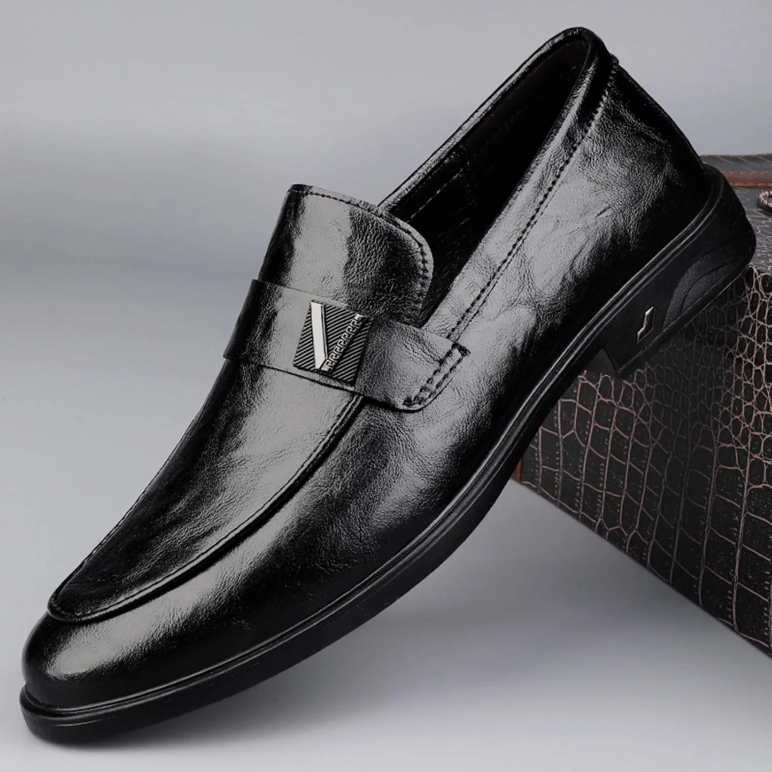 Мокасины кожаные Loafers черные — фото 2