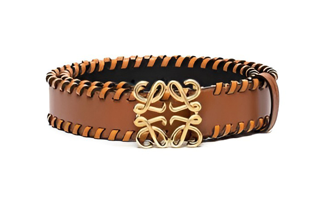 

LOEWE Кожаный ремень Anagram для женщин, коричневый, ширина 4 см