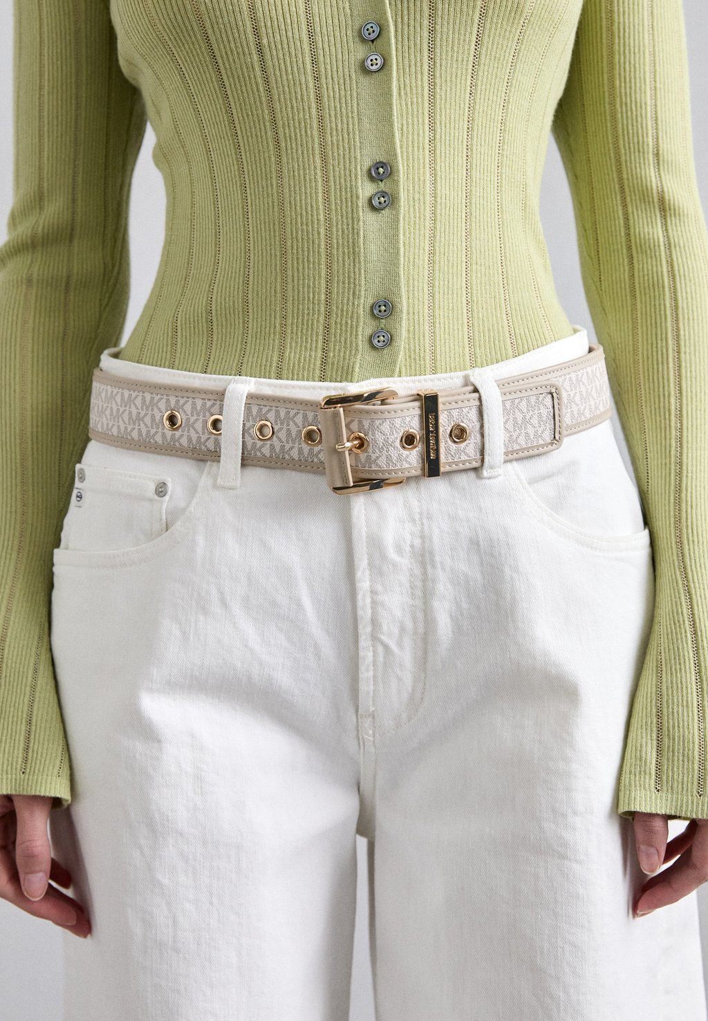 

Пояс LOGO BELT WITH GROMMETS MICHAEL Michael Kors, бежевый