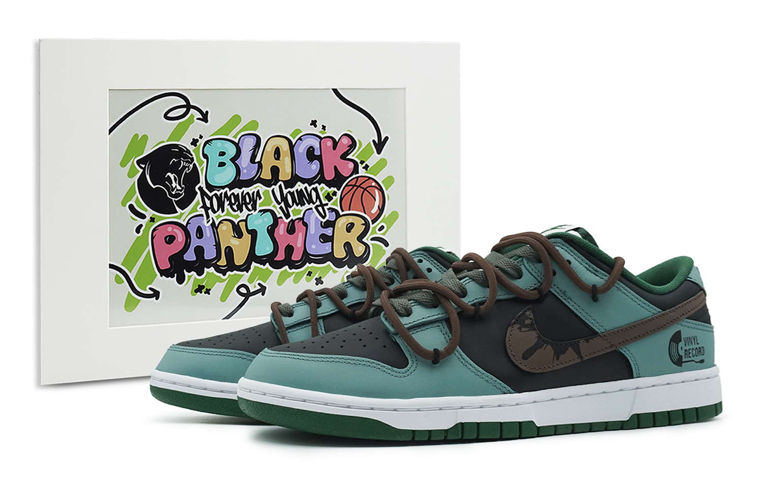 

Кроссовки Nike Dunk Skateboarding Shoes Unisex Low-top Green/black, черный