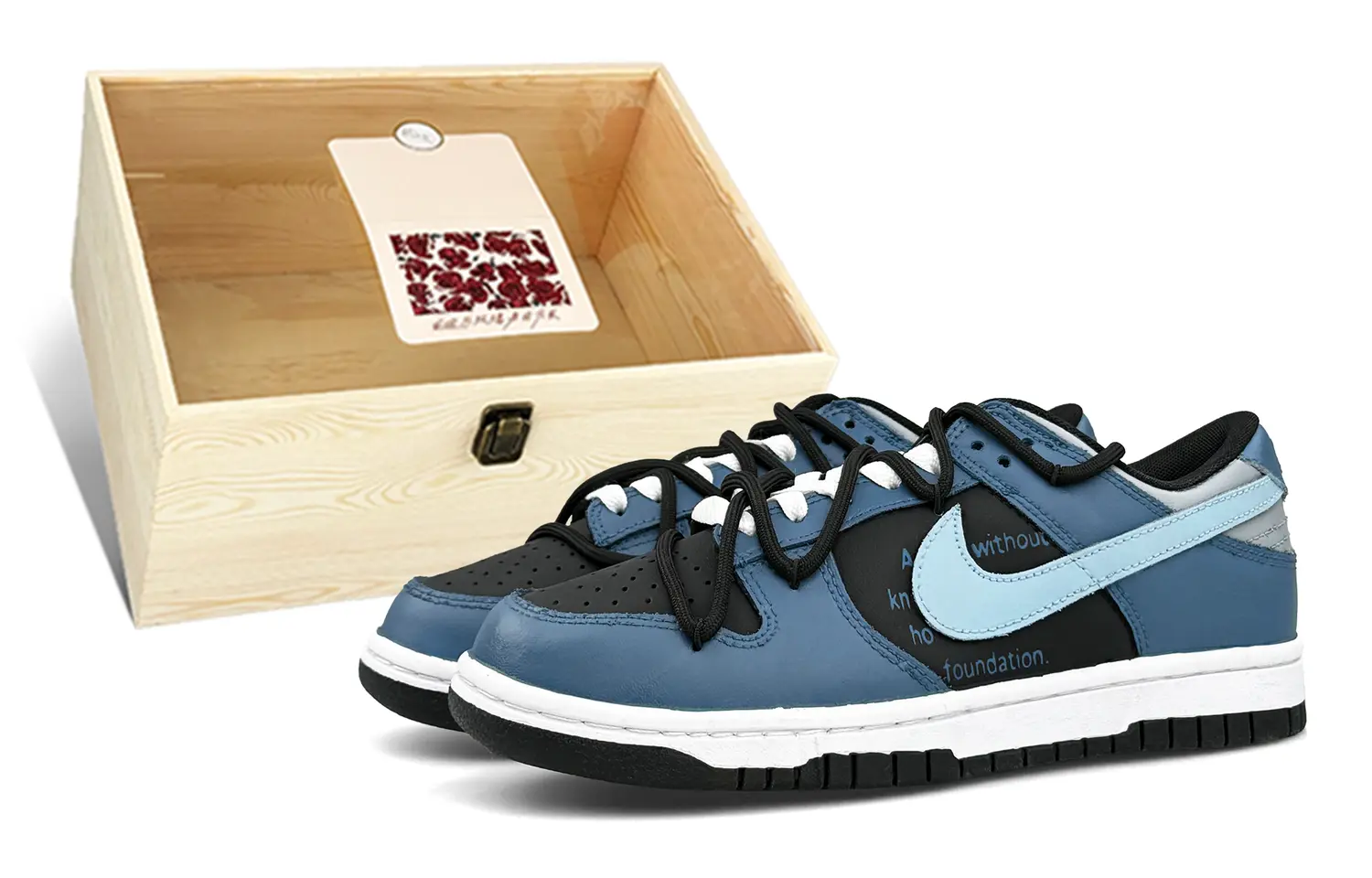 

Кроссовки Nike Dunk Skateboarding Shoes Women's Low-top Black, темно-синий
