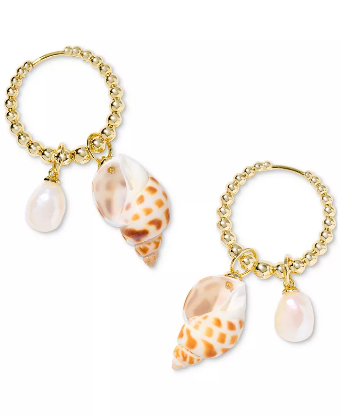 

Серьги-капельки Huggie Drop с пятнистыми ракушками Oleana золотистого оттенка Kendra Scott, белый