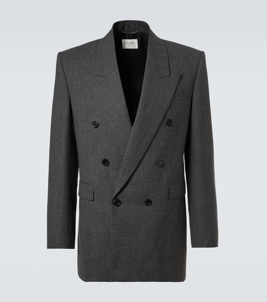 

Двубортный шерстяной блейзер Saint Laurent, Gris Chine