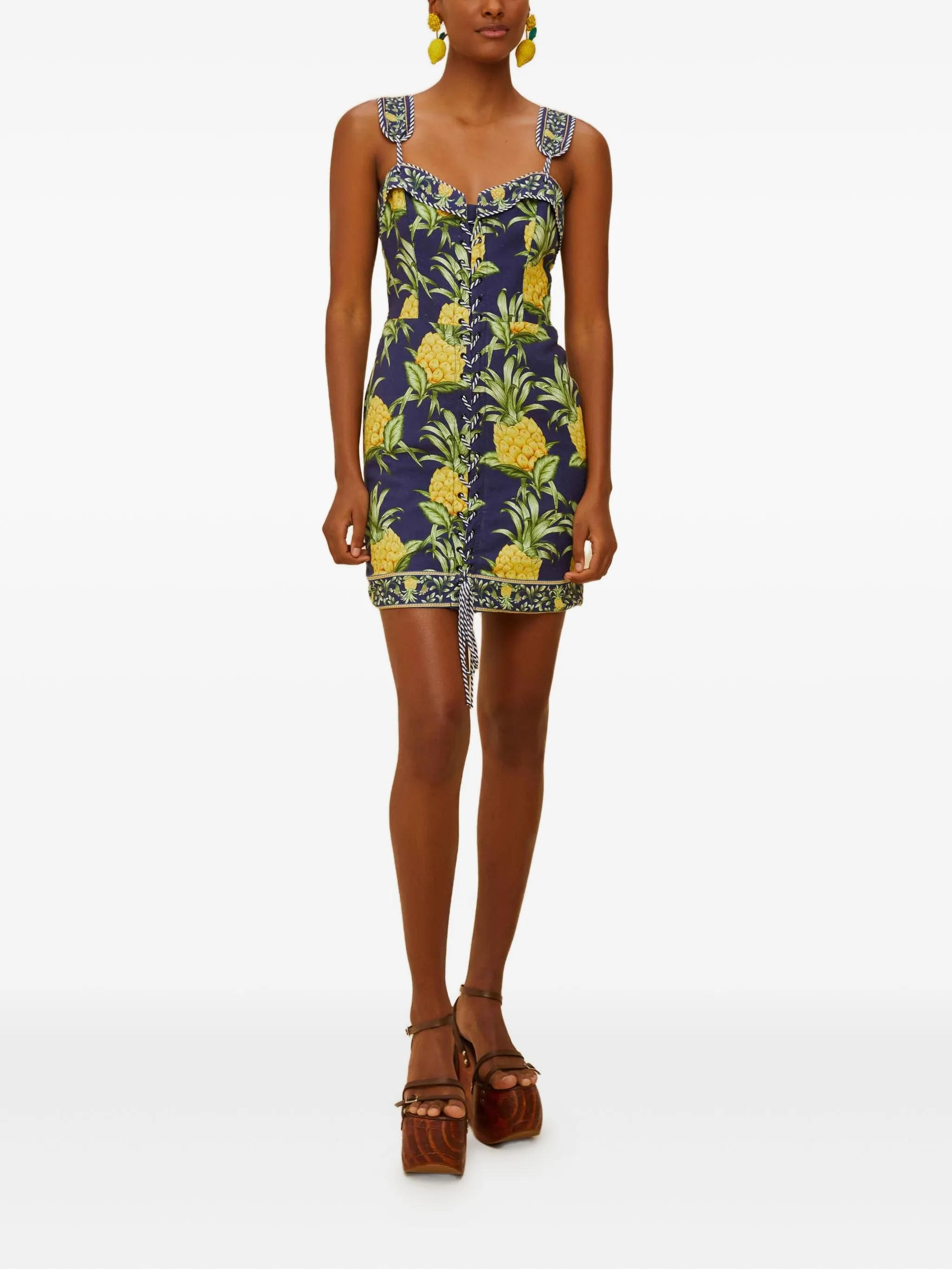 

Платье мини с принтом Farm Rio, синий