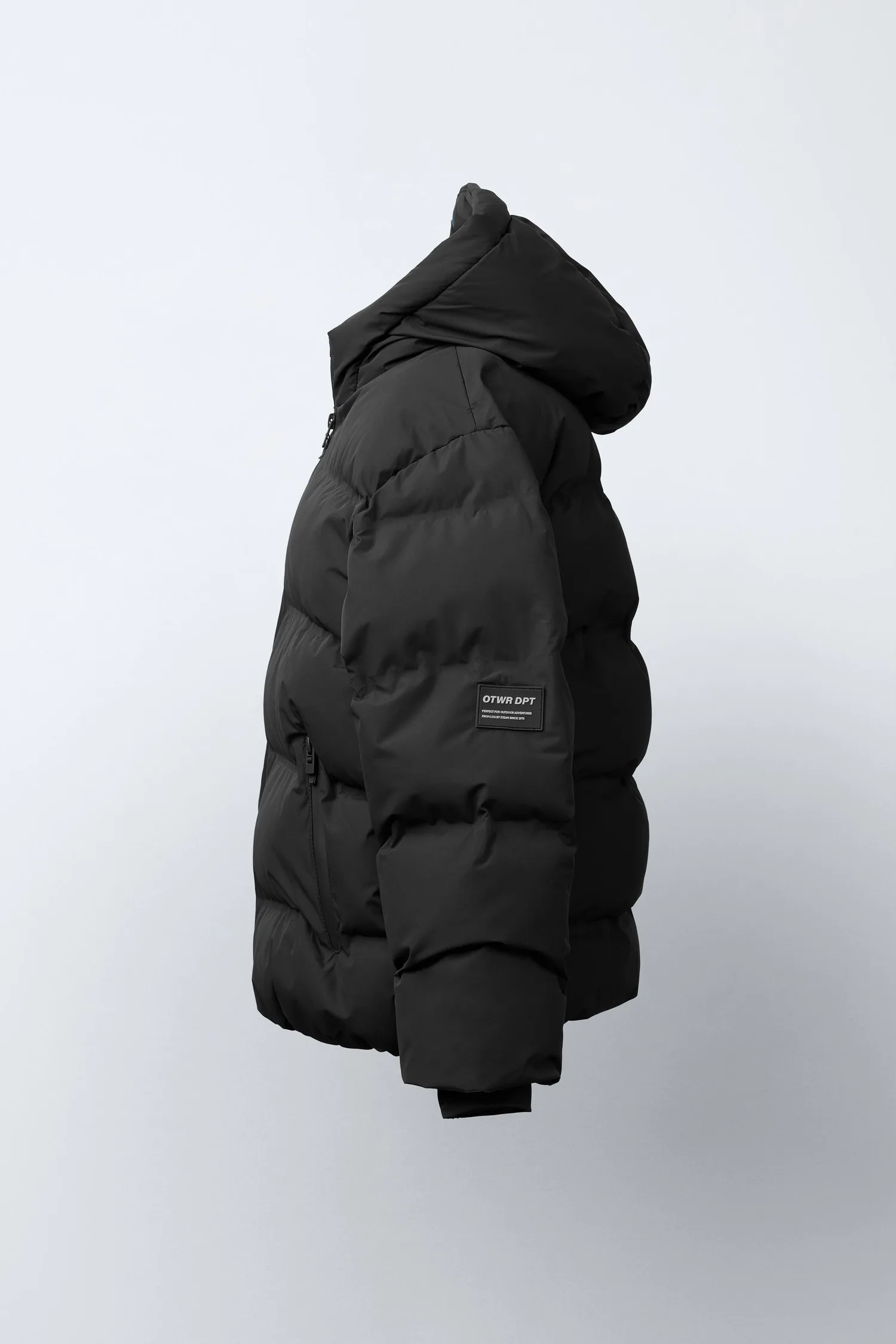 Водоотталкивающее стеганое пальто с этикеткой Zara, черный — фото 3