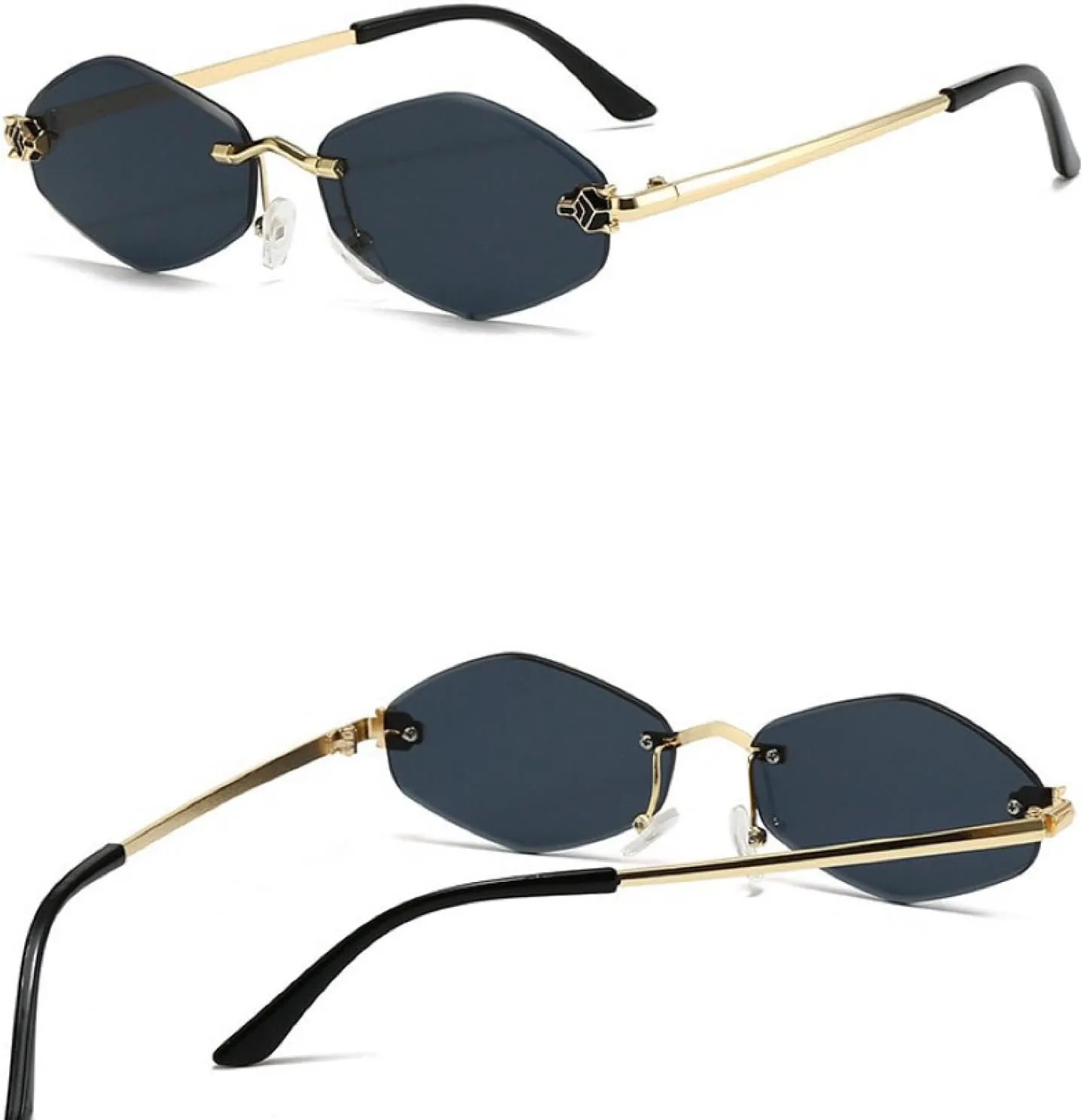 

Модные солнцезащитные очки без оправы в форме шестиугольника для женщин, роскошные, в стиле панк, сексуальные, ромбовидные, для путешествий TVTBBVV, C4blueyellow