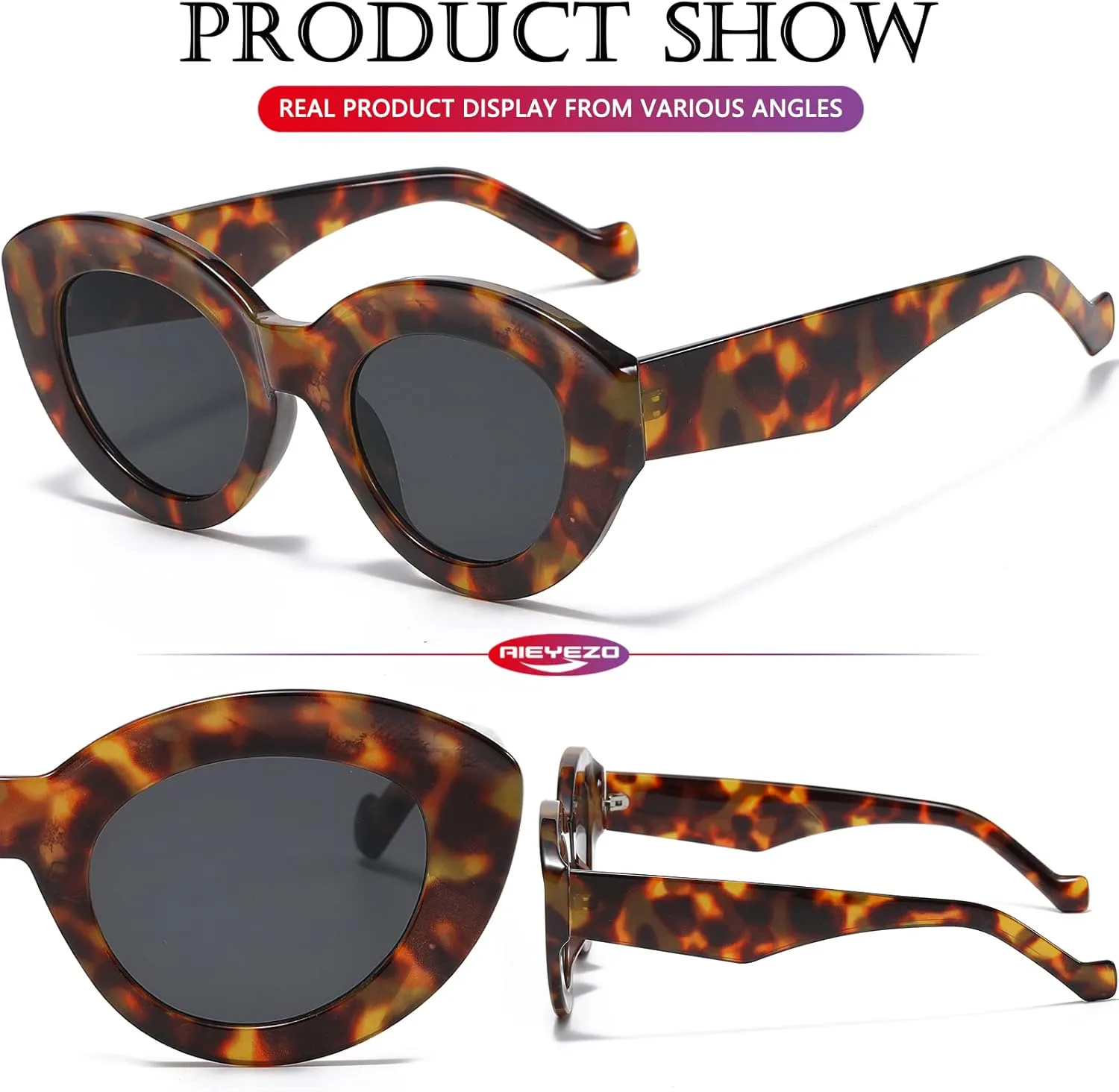 

Солнцезащитные очки AIEYEZO Oversized Cat Eye для женщин, милые овальные очки в толстой оправе в стиле «кошачий глаз», стильные ретро-очки, 2 Set (Tortoise + Green)