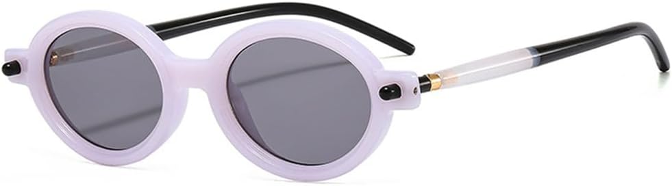 

Солнцезащитные очки UV400 с защитой от УФ-излучения — маленькие овальные прозрачные линзы в стиле «океан», панк-стиль, заклепки, для женщин и мужчин, для бега и занятий спортом на открытом воздухе UYPTK, Purple Light Gray