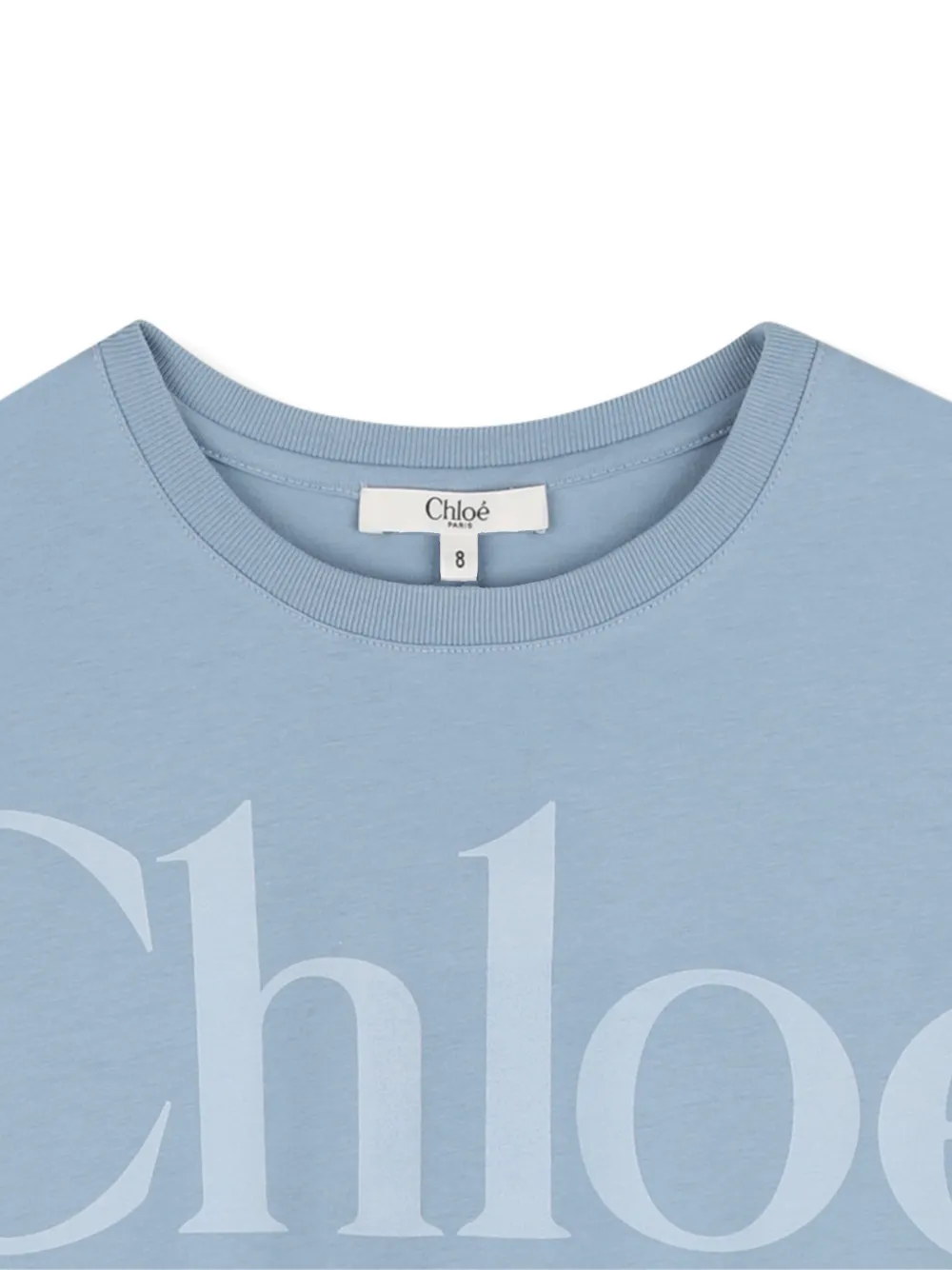 Хлопковая футболка с логотипом Chloé Kids, синий — фото 3