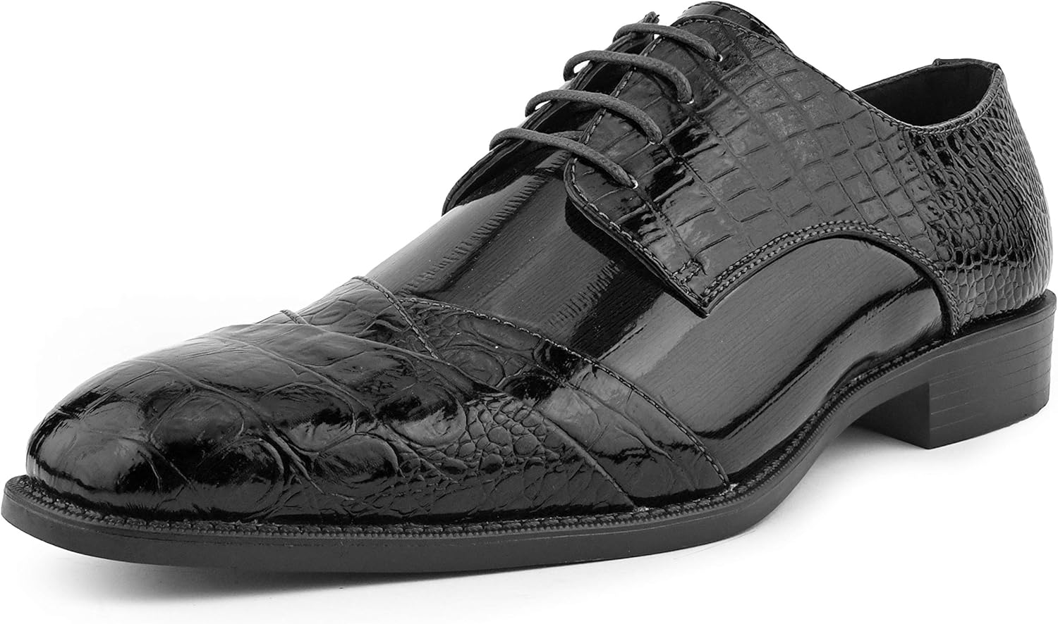 

Туфли-оксфорды с мыском для мужчин, мужские классические туфли с принтом под крокодиловую кожу, оксфорды с крокодиловой кожей Bolano, черный