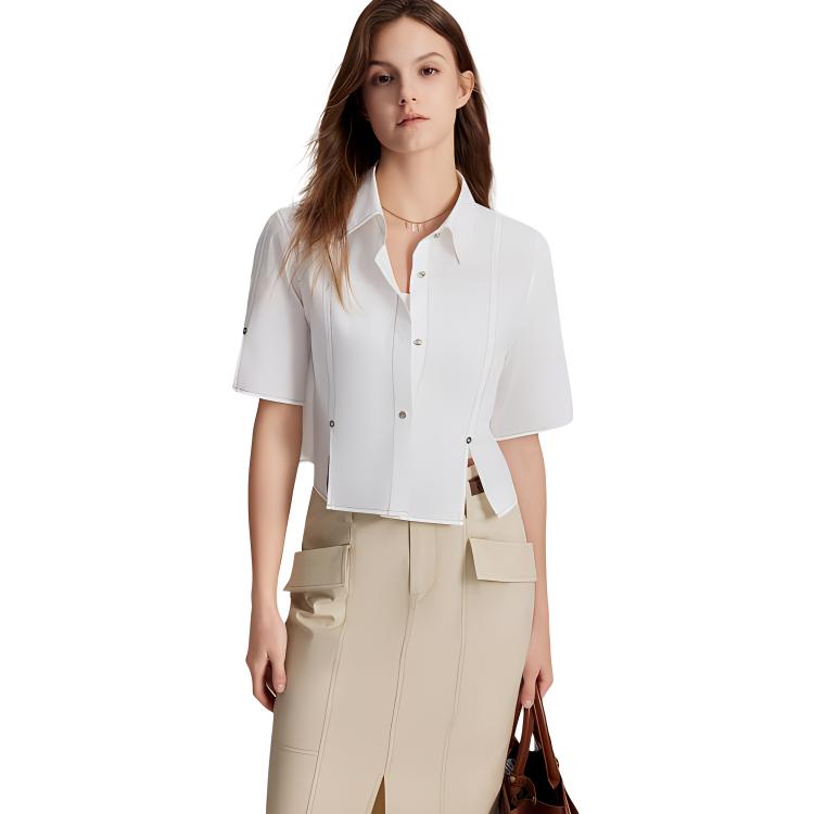

ELLE Блузка Women's White Square Collar Moderate