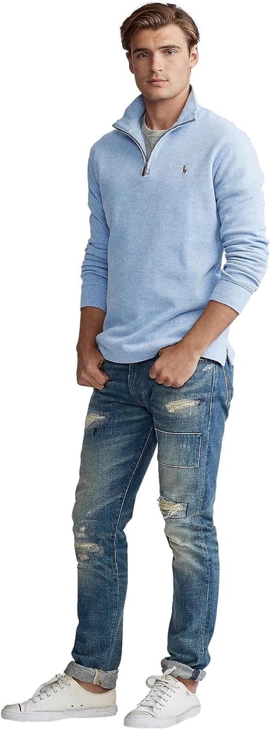 Polo Ralph Lauren мужская флисовая толстовка с длинным рукавом и молнией на четверть, Ralph-Lauren Isle Blue Heather — фото 3