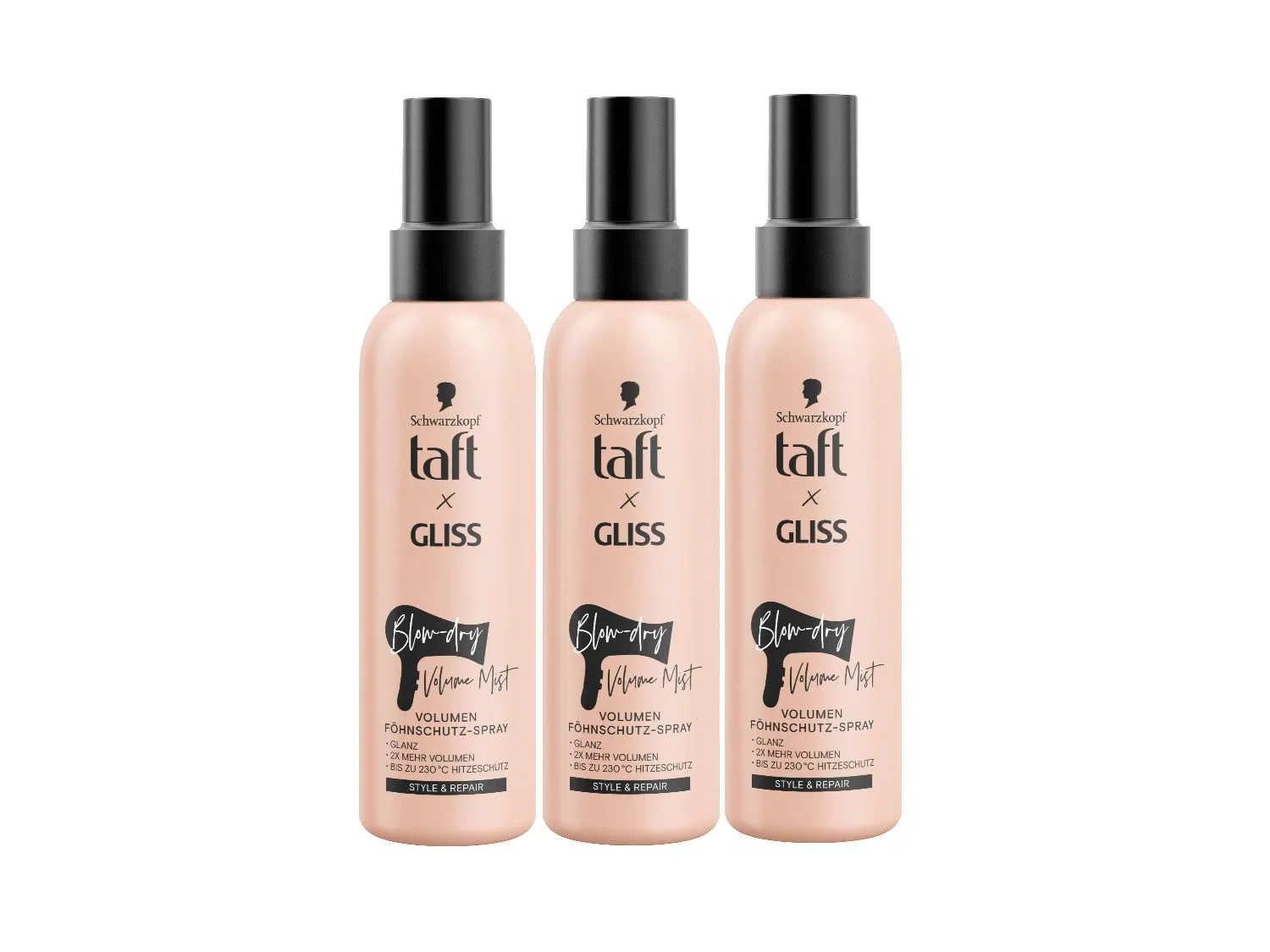 Спрей для объема Taft x Gliss Volume Blow-Dry Volume Mist, 3 x 150 мл Taft