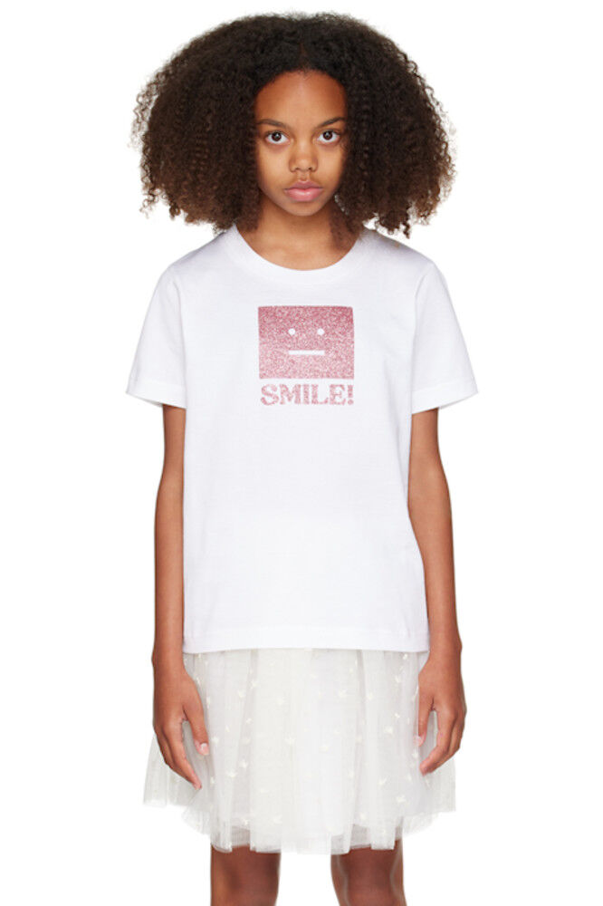 

Детская белая футболка с блестящим логотипом Acne Studios