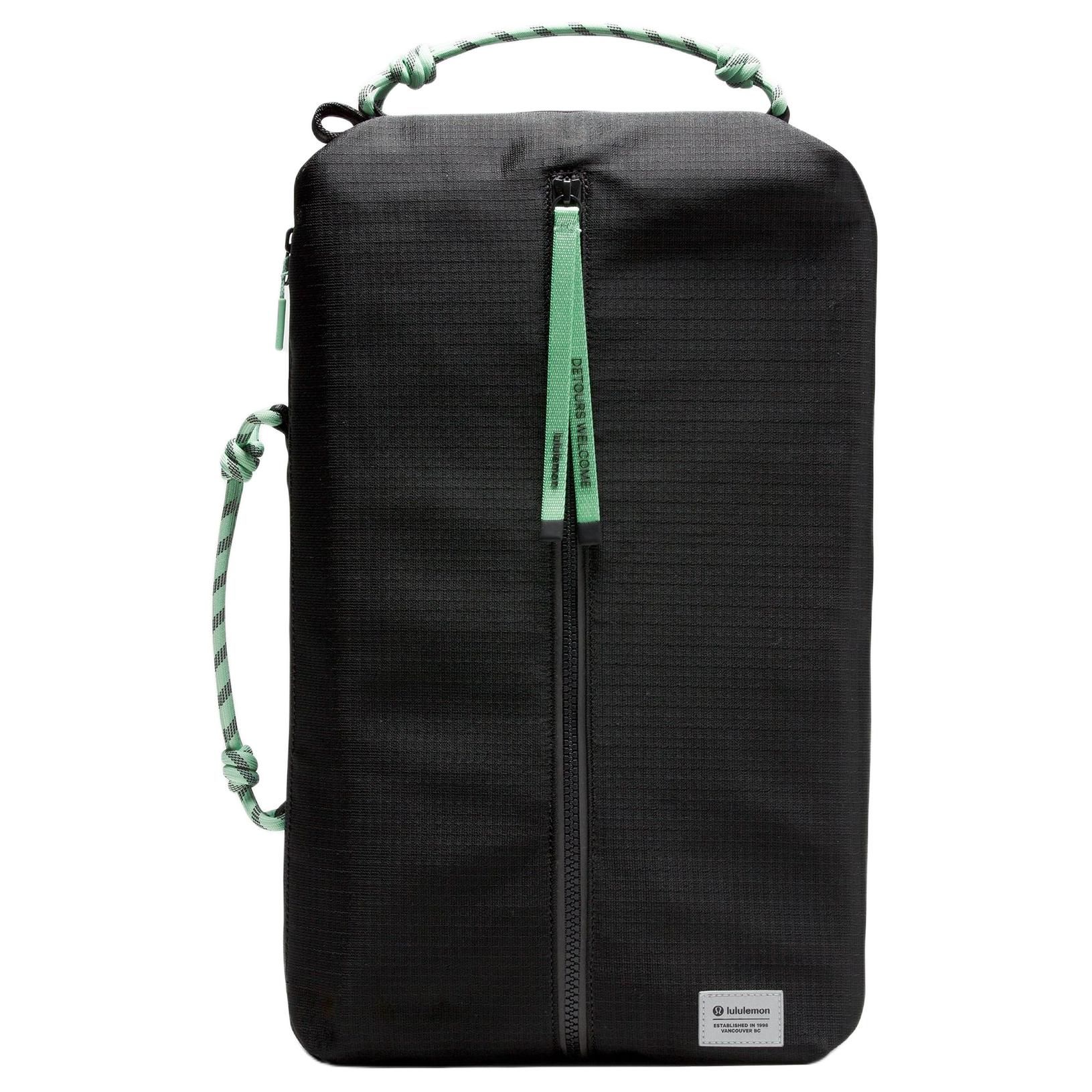 

Lululemon Универсальный женский рюкзак через плечо с одним ремнем черный и лаймовый, Black & Lime Green
