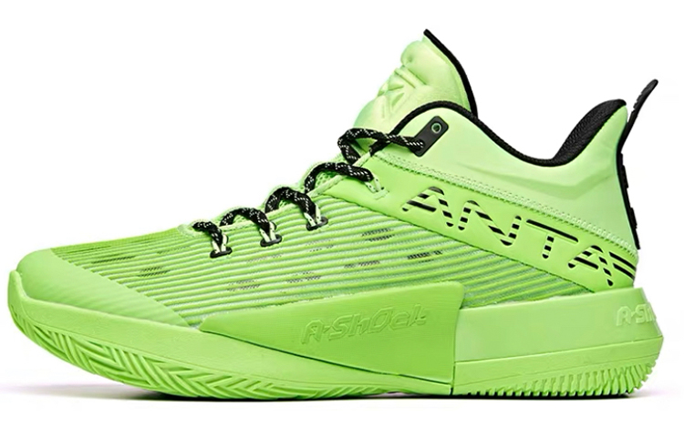 

ANTA Атакующие 2 амортизирующие противоскользящие и износостойкие баскетбольные кроссовки мид-топ мужские черно-зеленые