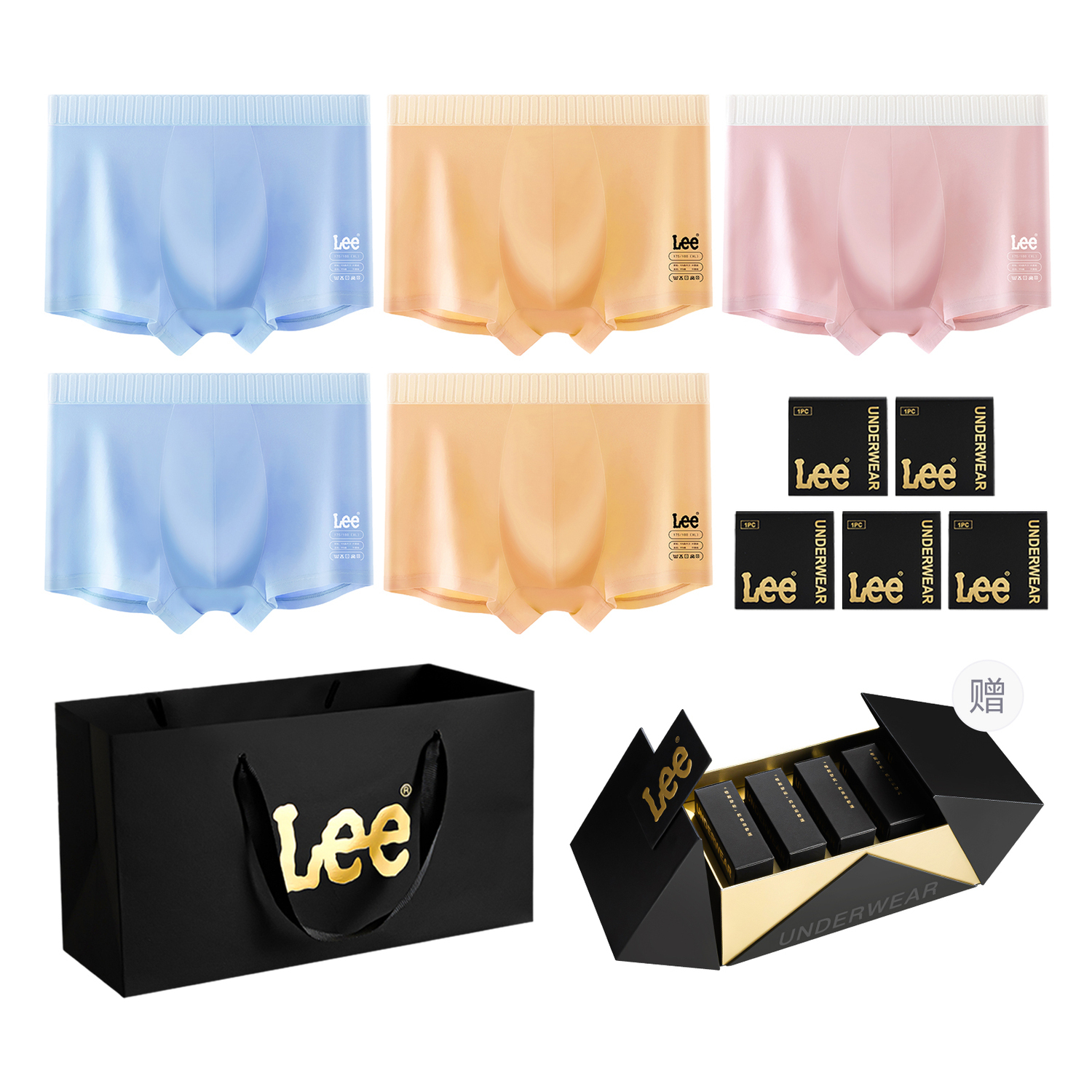 

Edge Color 3.0 трусы подарочная коробка мужские 5 шт Lee, золотисто-черный