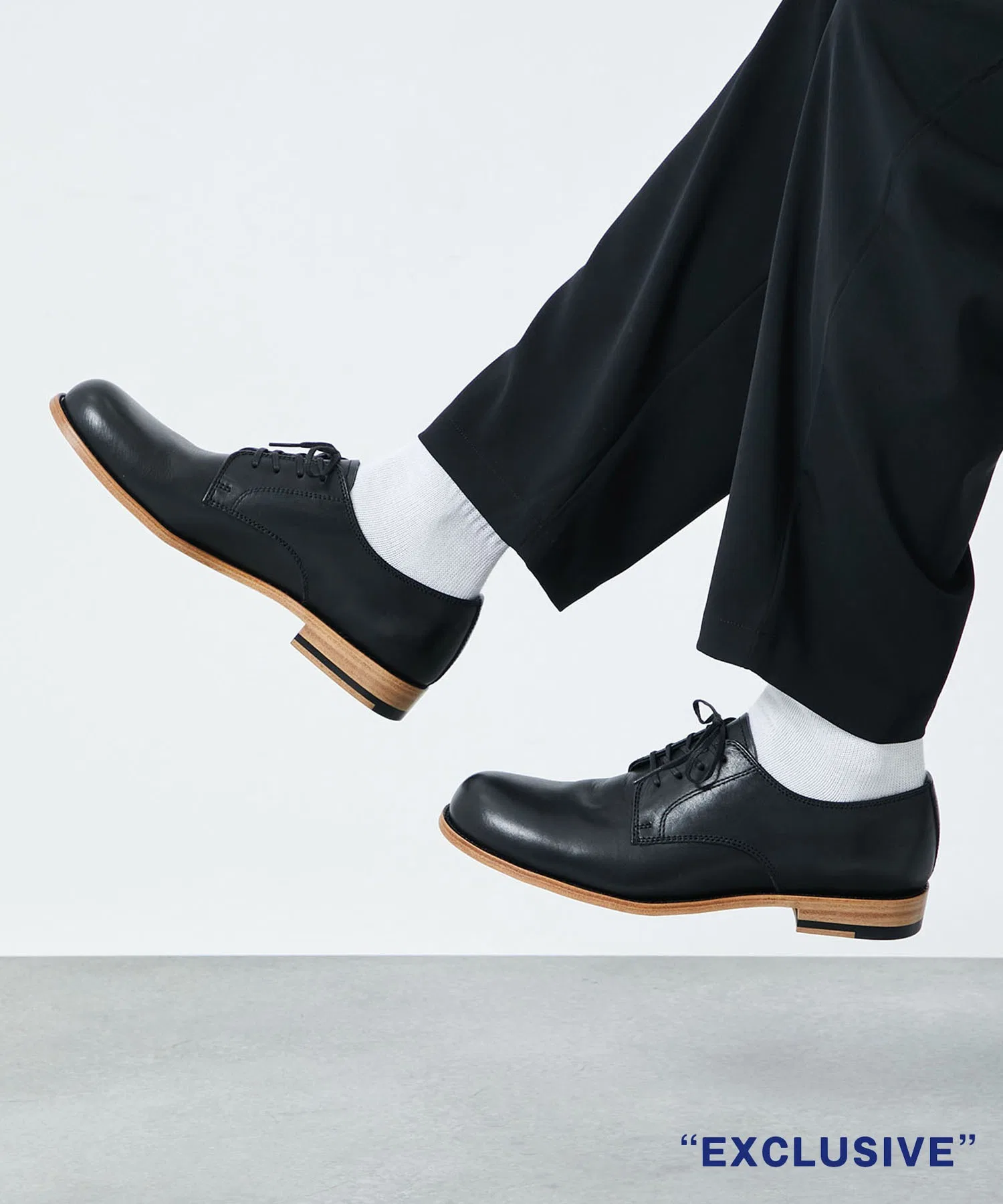Мужские кожаные туфли PADRONE DERBY PLAIN TOE чёрные