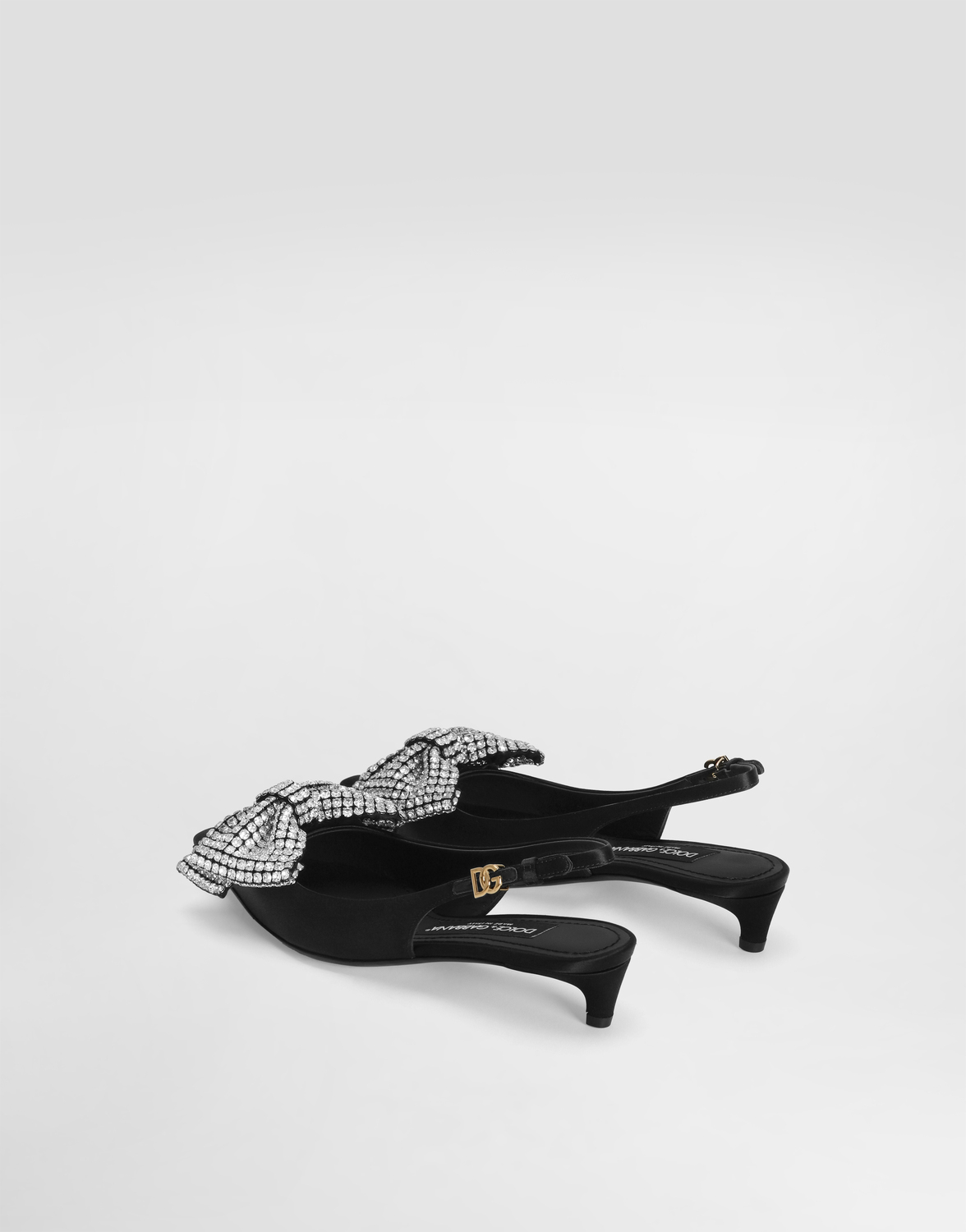 Атласные туфли с открытой пяткой, украшенные стразами Dolce & Gabbana, мультиколор — фото 3