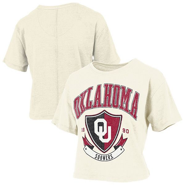 

Женская кремовая футболка oklahoma sooners buckler vintage cropped Pressbox, Бежевый, Женская кремовая футболка oklahoma sooners buckler vintage cropped Pressbox