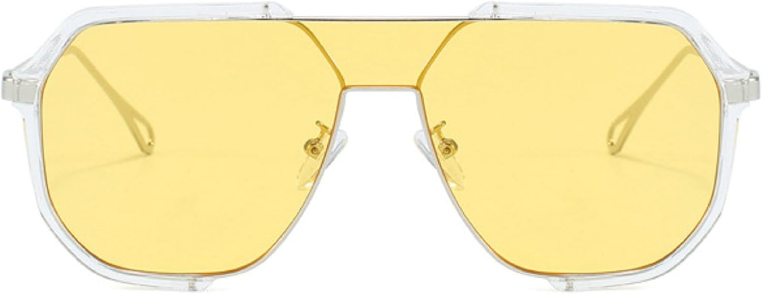 

Ретро-солнцезащитные очки-пилот с двойной перемычкой для женщин, модные металлические очки, трендовые полые коричнево-желтые солнцезащитные очки для мужчин mincl, Yellow