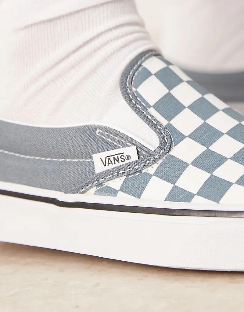 Кроссовки Vans Classic Slip-On в сине-белой шахматной клетку — фото 4