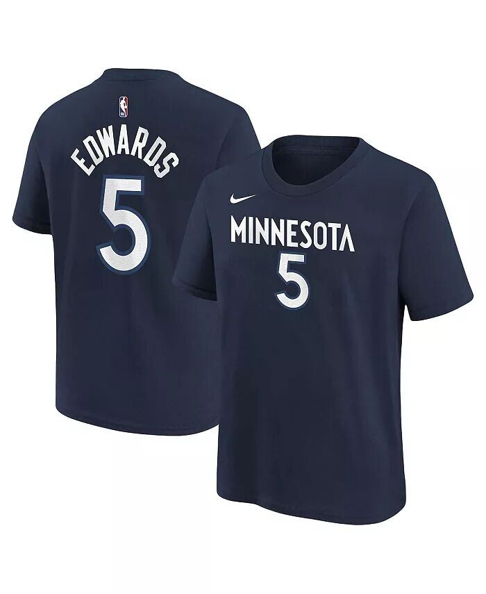 

Футболка с именем и номером Big Boys and Girls Anthony Edwards Navy Minnesota Timberwolves Nike