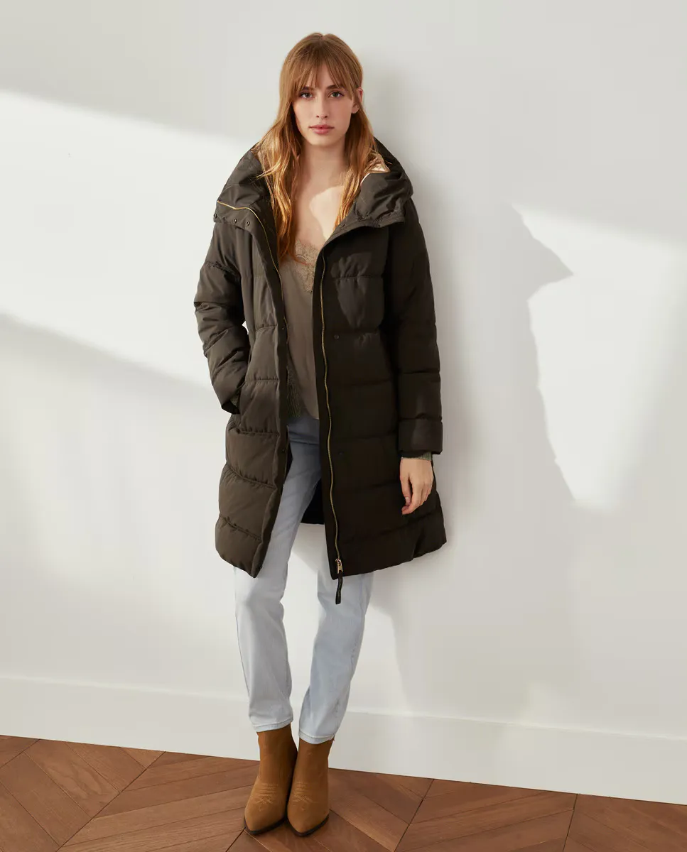 

Женский длинный пуховик с капюшоном Southern Cotton, темно-зеленый