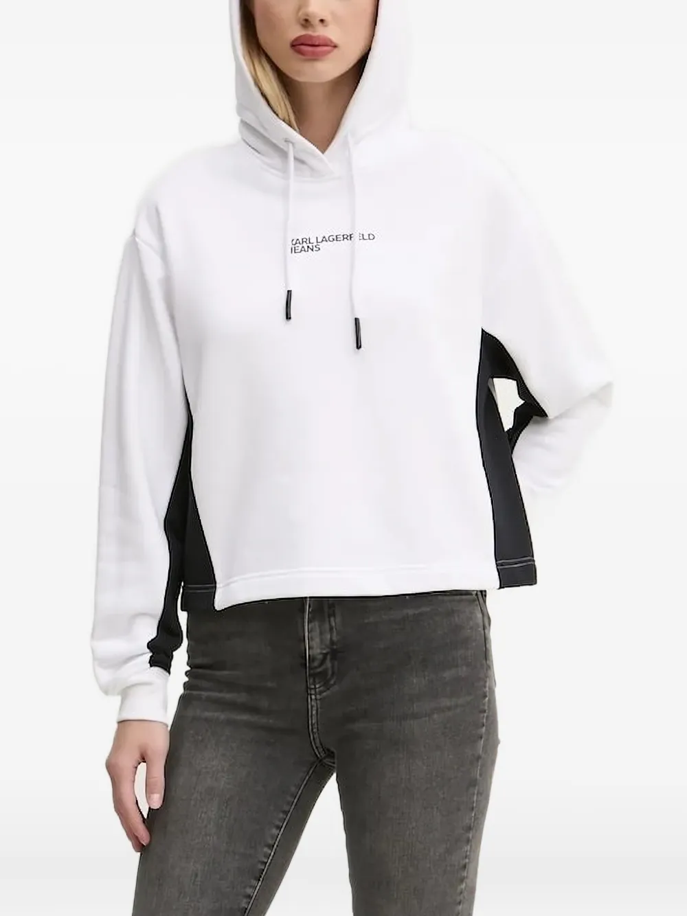 

Толстовка с капюшоном и цветными блоками, украшенная логотипом Karl Lagerfeld Jeans, белый