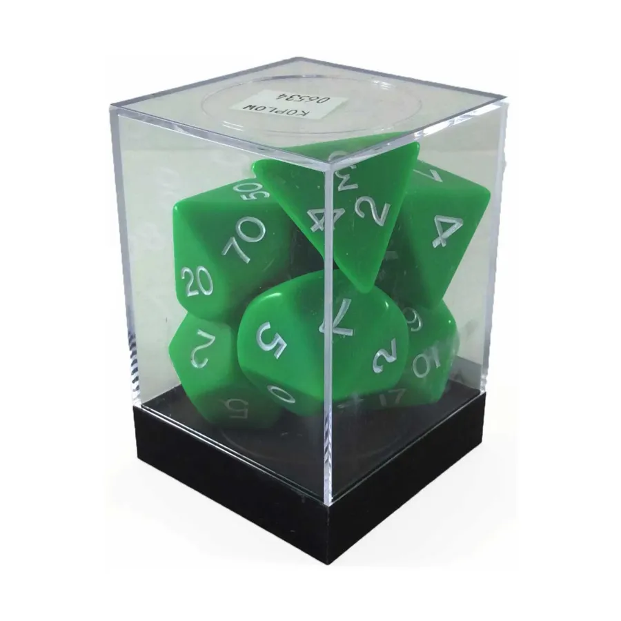 

Поли-набор зеленый с кубом (7), Dice - 25mm Jumbo Opaque Sets (Koplow)