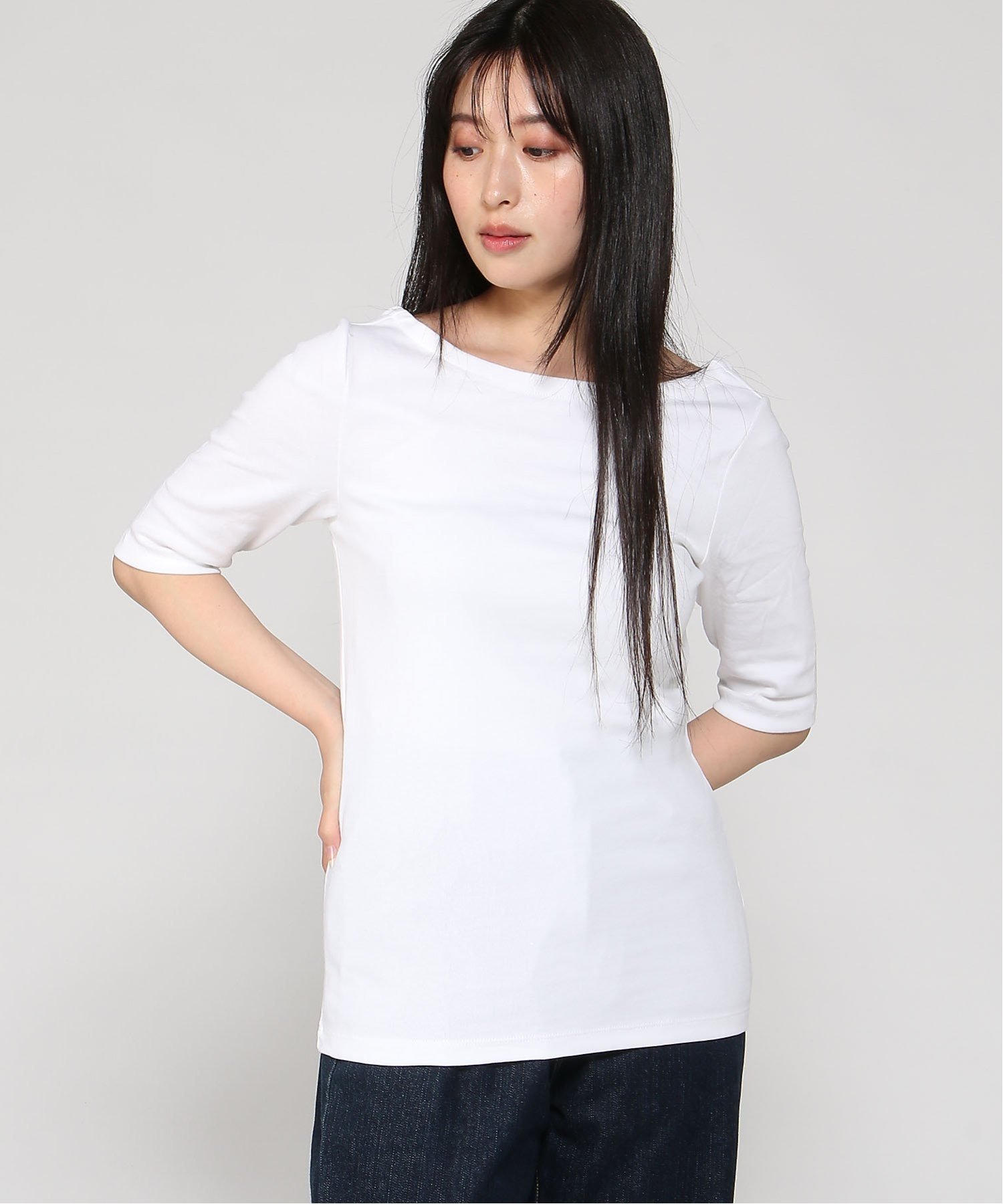 (W) Современная футболка с вырезом-лодочкой GAP, FRESH_WHITE — фото 2