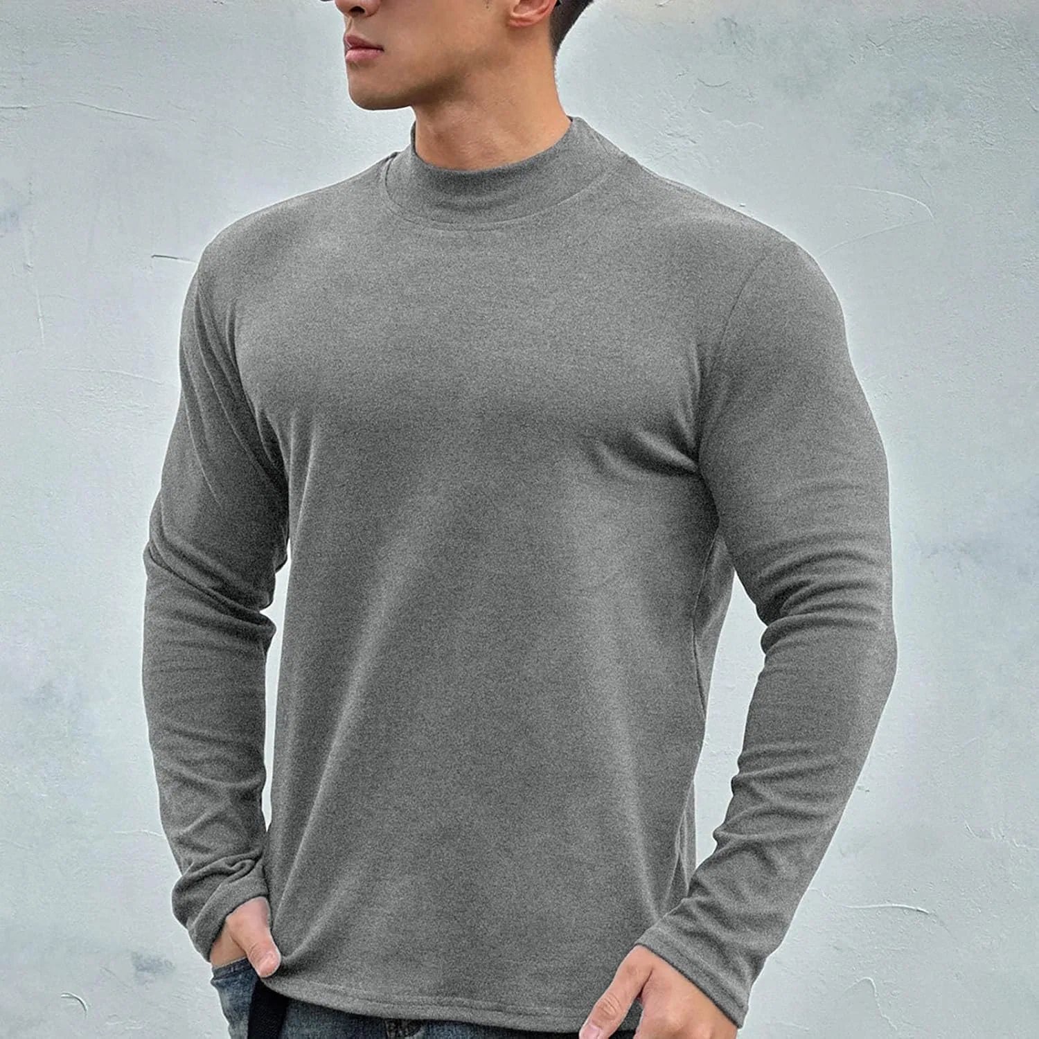 Мужская футболка с длинным рукавом, быстросохнущая, Slim Fit, Gray — фото 2