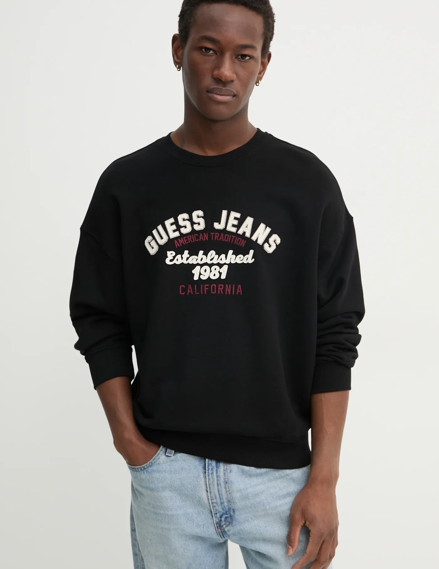

Хлопковая толстовка Guess Jeans, черный