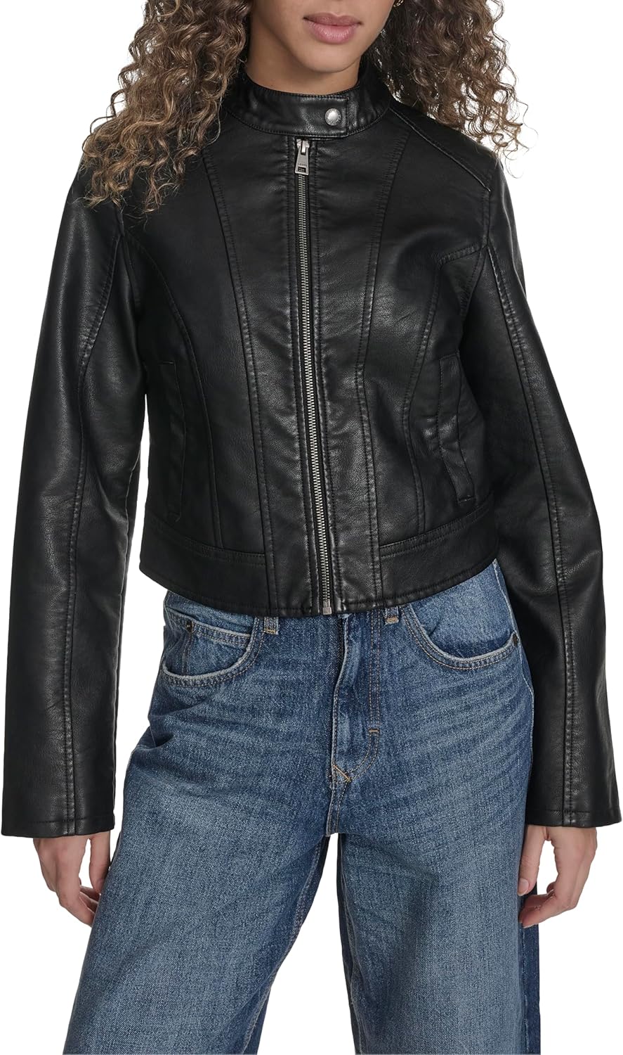 

Levi's Женская куртка-косуха из искусственной кожи с рельефными швами, Black