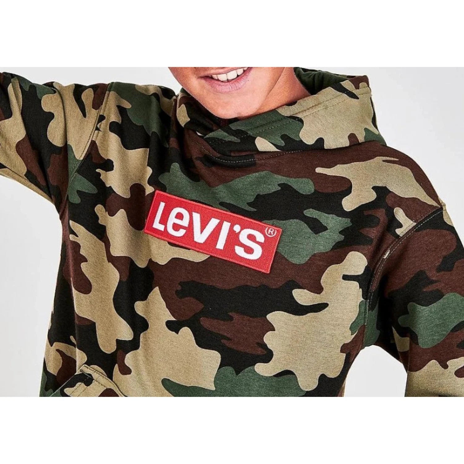 Детская толстовка Levi's с длинными рукавами, камуфляжным принтом, зеленого цвета, спортивная одежда RED579 — фото 4