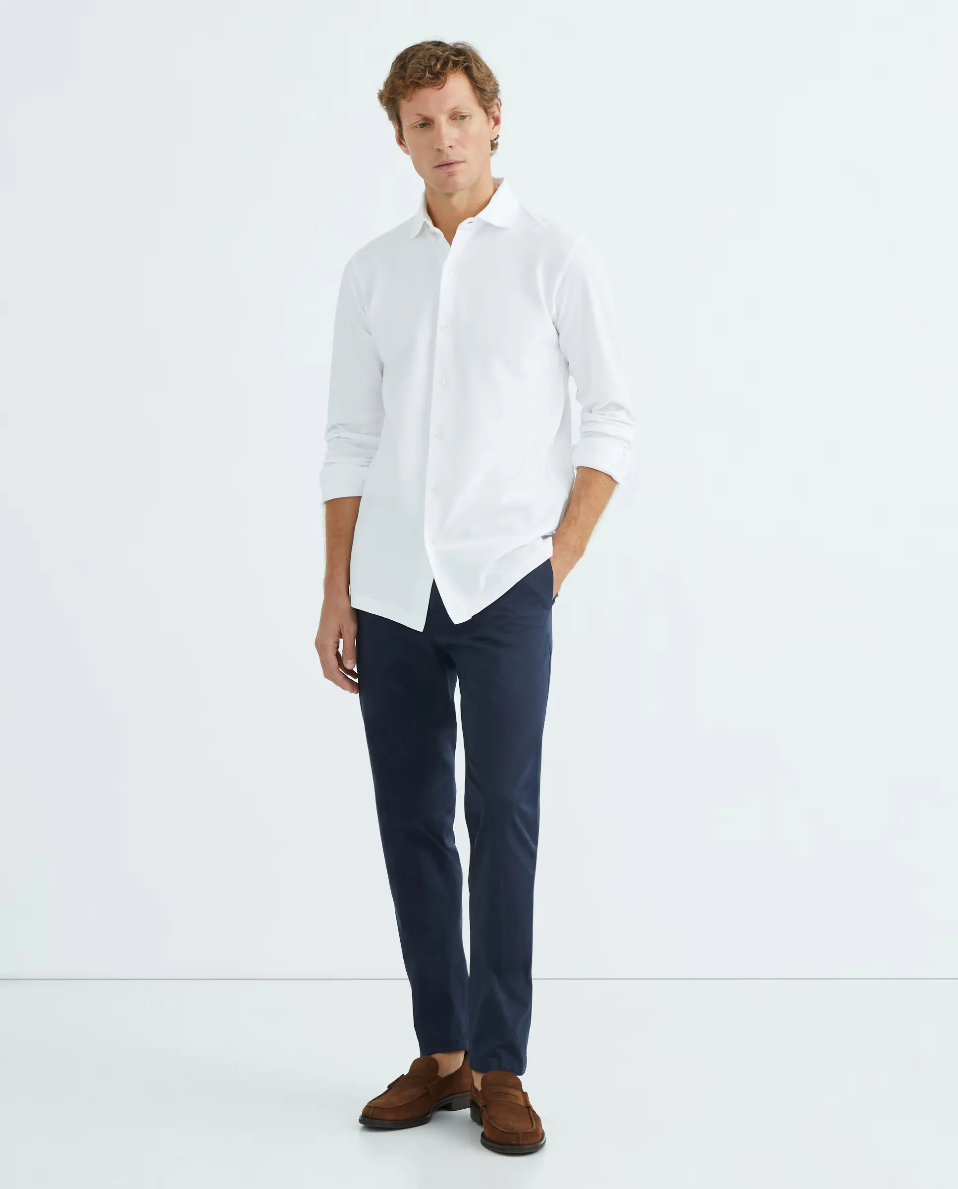

Брюки мужские китайские regular fit хлопок stretch гладкие синий морской Mirto, индиго/синий