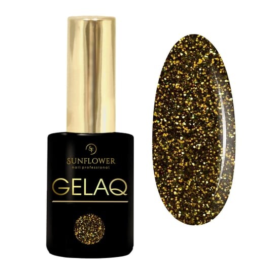 

УФ-лак гибридный - золотисто-черный глиттер Gelaq, Glitter No. 143, SUNFLOWER
