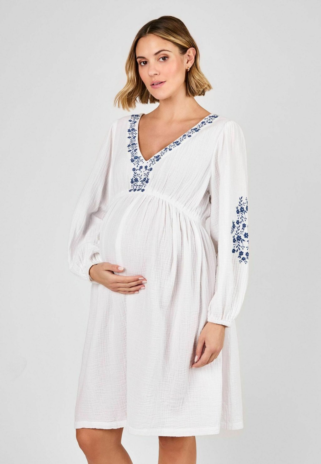 

Повседневное платье MATERNITY FIT - EMBROIDERED TEXTURED JoJo Maman Bébé, белый