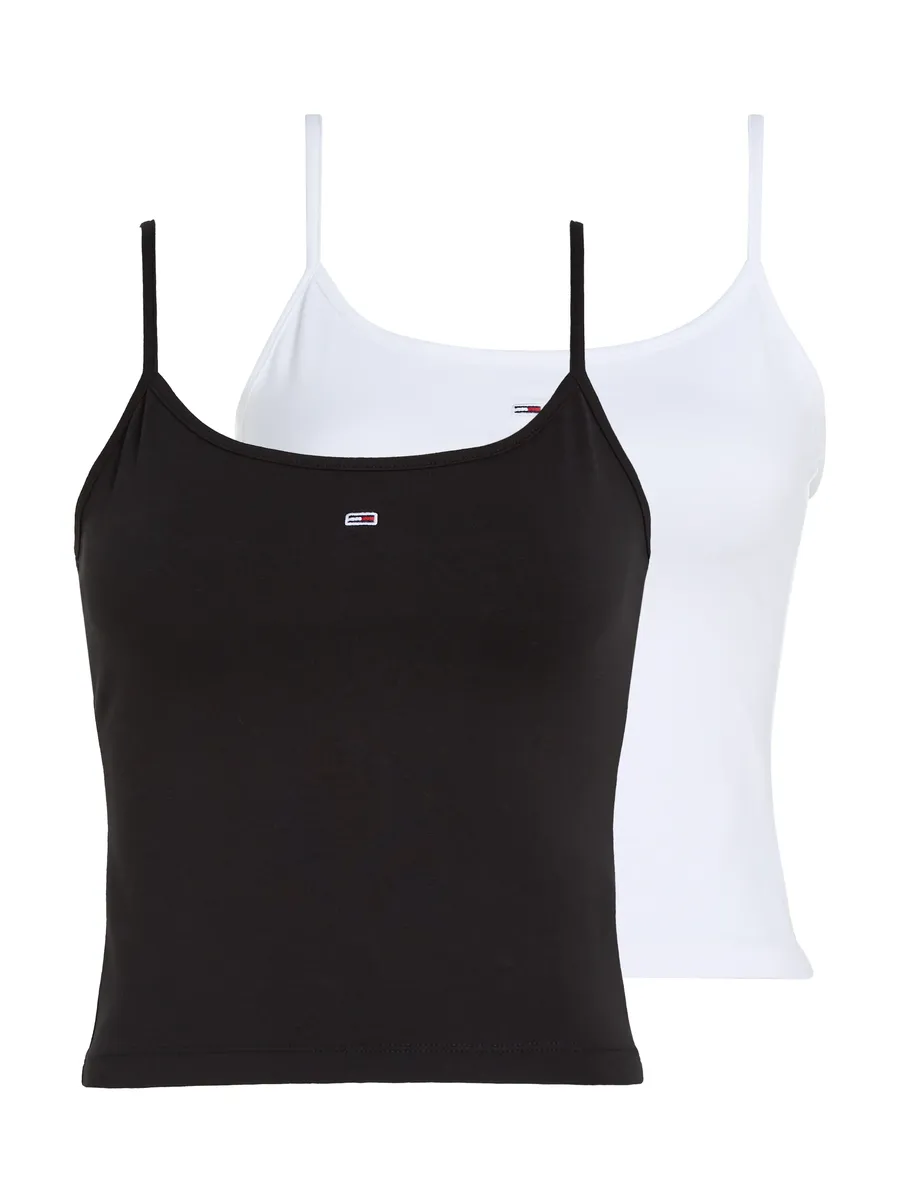 

Топ Tommy Jeans спагетти "TJW 2PACK ESSENTIAL STRAP TOP" (пакет, ESSENTIAL Regular Flag Logo TJ Women), с флагом-логотипом Tommy Jeans, белый