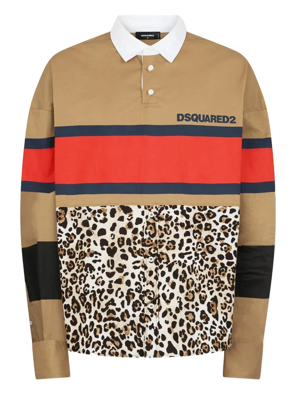 Поло с полосатым анималистическим принтом Dsquared2, нейтральный