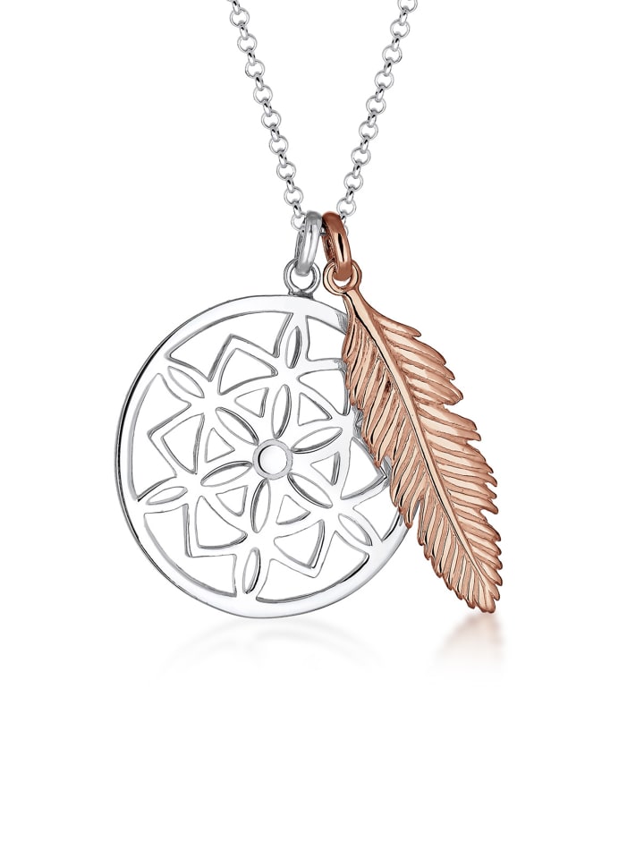 

Elli Колье из серебра 925 пробы с пером, двухцветное/трехцветное, украшение, ловец снов из серебра