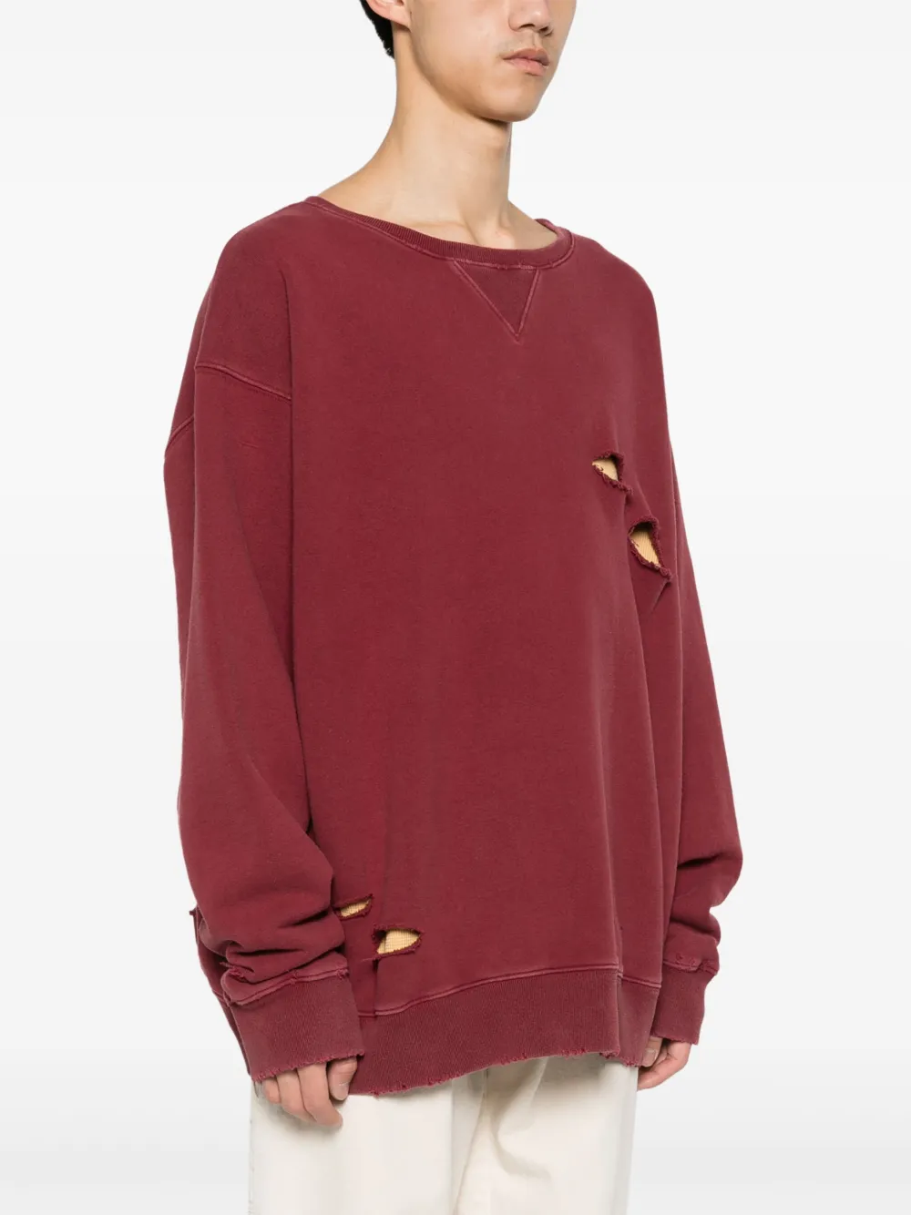 Многослойная толстовка с эффектом потертости MAISON MARGIELA, красный — фото 3